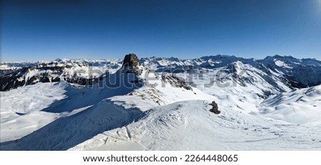 Ski mountaineering in an unbelievably beautiful mountain world. Swiss Alps. Ski touring in winter. Spitzmeilen Glarus. High quality photo