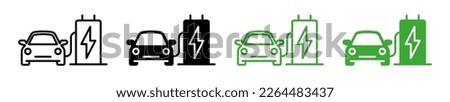Electric car charge. Electric car charging station icons. Electro car charger icons set. EPS 10