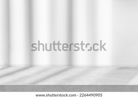 Marble floor with blurred shadow curtain soft light well display products background free space for text 