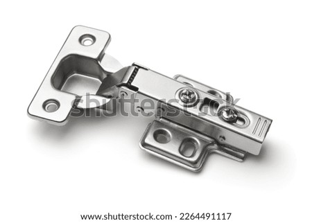 Steel cabinet door hinge isolated on white Royalty-Free Stock Photo #2264491117