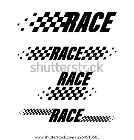 Abstract car sport race logo with black and white flag and sample text. Start and finish line design for racing championship Royalty-Free Stock Photo #2264513505