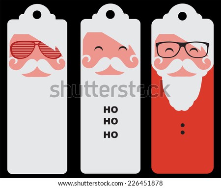 three tags of fashion  silhouette hipster style Santa Claus