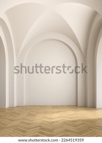 Conceptual interior empty room with arched ceiling 3d illustration Royalty-Free Stock Photo #2264519359