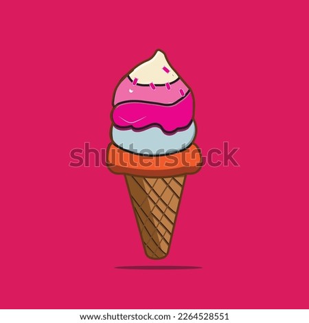 Ice Cream Cone Vector .Ice cream vector illustration.Ice cream scoops illustration. colorful ice cream icon. 