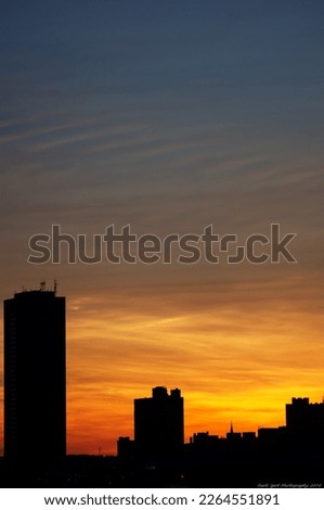 Buffalo NY skyline at sundown 