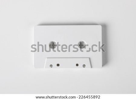 Blank audio cassette on white background