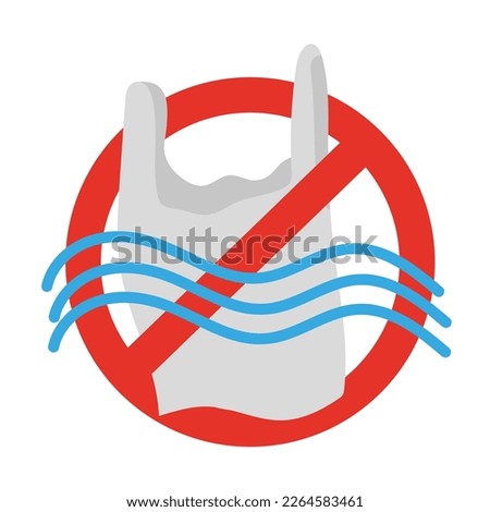 No plastic bags in the water vector icon flat style on white background