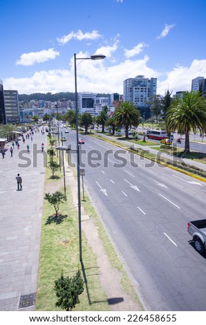 beautiful boulevard modern avenue near Carolina park in Quito Ecuador