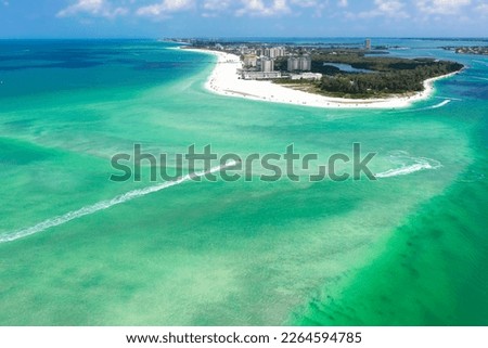 Amazing colorful aerial picture Sarasota Lido beach 