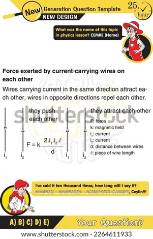 Physics, Magnets, Scientific Magnetic Field and Electromagnetism vector illustration, Electric current and magnetic poles, two sisters speech bubble, New generation question template, eps