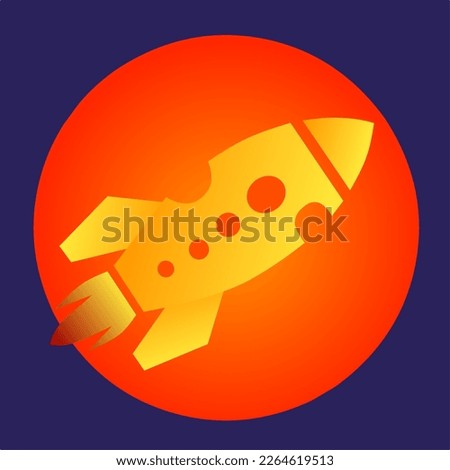 Vector illustration of emoji Rocket icon. Design symbol color gold rocked