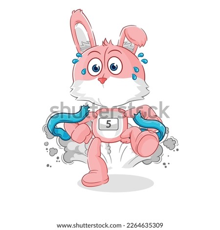 the pink bunny runner character. cartoon mascot vector
