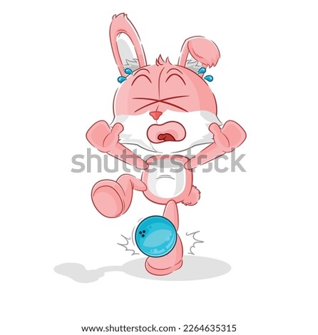 the pink bunny hiten by bowling cartoon. cartoon mascot vector
