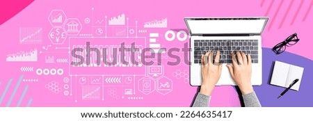 Micropayments theme with person using a laptop computer Royalty-Free Stock Photo #2264635417