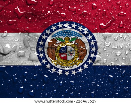 flag of Missouri with rain drops