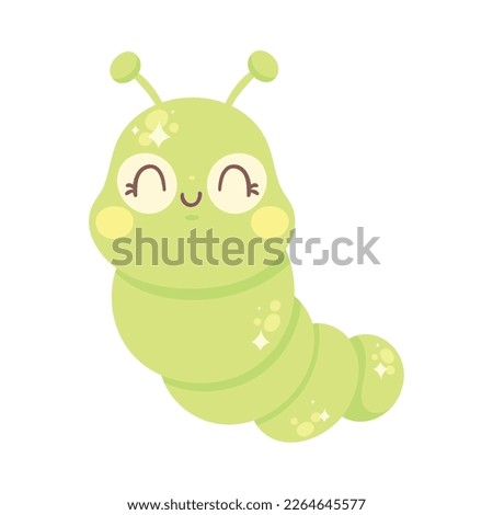cute green caterpillar comic character