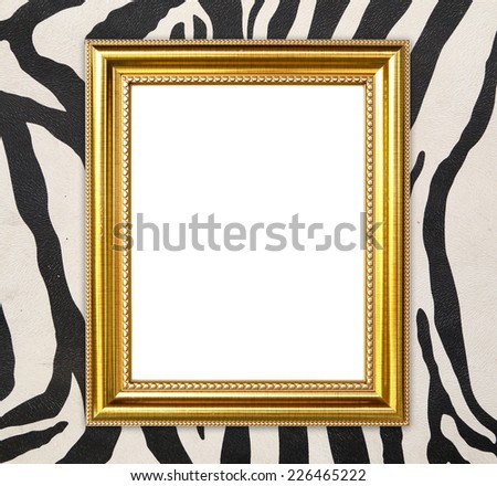 blank golden frame  with zebra texture background