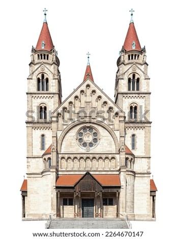 The facade of Saint Francis of Assisi Church (Austria) isolated on white background