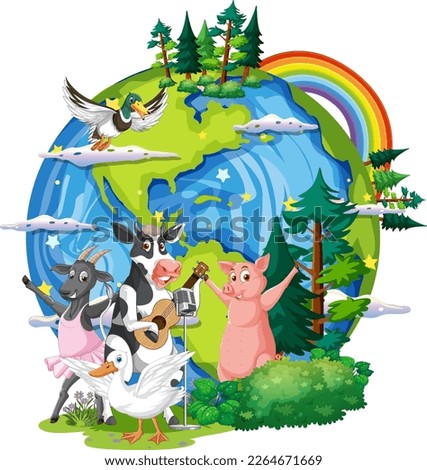 Animals on the planet earth illustration