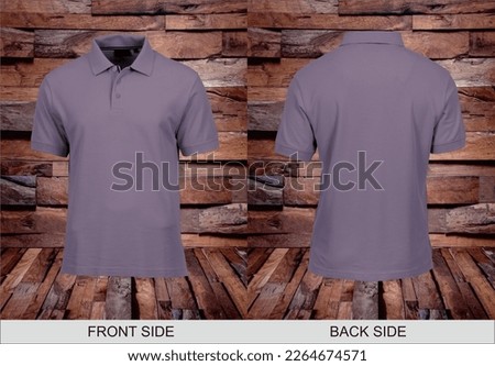 A collared t-shirt Purple 78 design with a wooden background that you can use to stick the logo design you want.