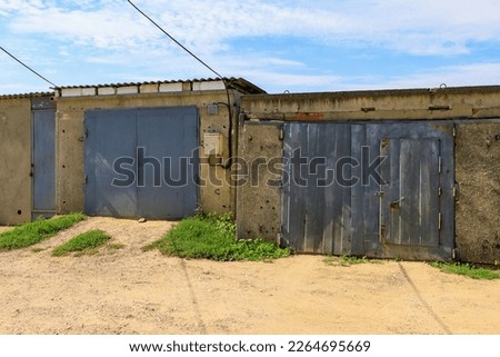 Garages for cars. Background with selective focus and copy space for text