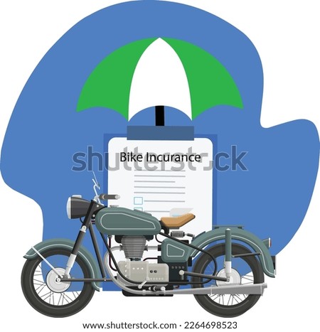 Bike insurance. Motorcycle, moped or motorbike protection in case of road accident. Save money after traffic crash concept. Paper agreement document.