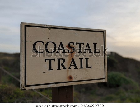coastal trail sign board on Half Moon Bay hiking trail