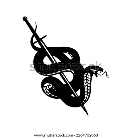  vector illustration of a cobra with a sword