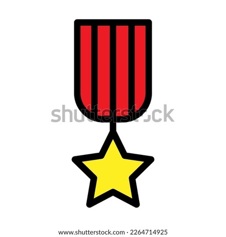 Medal with star icon line isolated on white background. Black flat thin icon on modern outline style. Linear symbol and editable stroke. Simple and pixel perfect stroke vector illustration