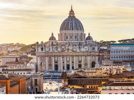 St. Peter's basilica in Vatican, center of Rome, Italy (translation "In honor of prince of Apostles; Paul V Borghese, Pope, in year 1612 and 7th year of his pontificate)