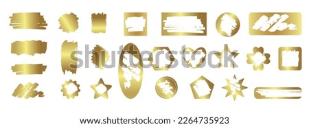Realistic set of shiny golden blots and scratch card effects grunge texture on white background isolated vector illustration Royalty-Free Stock Photo #2264735923