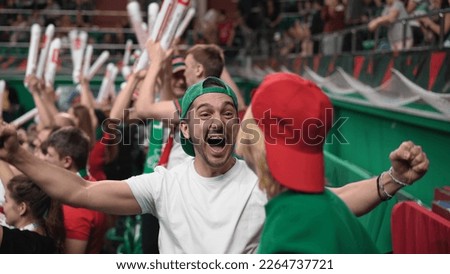 Crazy football fans. Baseball game arena. Volleyball happy team. Soccer goal stadium. Crowd watch basketball cup. Couple date tennis stands. Rugby goal. Man win cricket score. Guy fan joy hockey sport