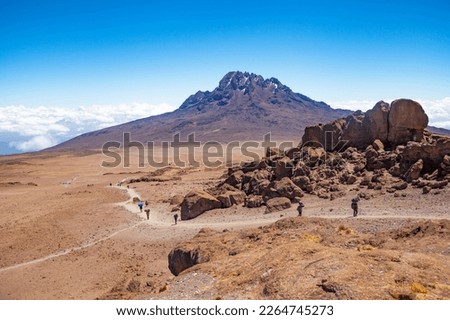 A view of Mawenzi peak from base camp of Mount Kilimanjaro, Tanzania. Royalty-Free Stock Photo #2264745273