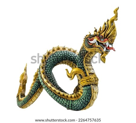 King of naga, naka  Thailand dragon or serpent king on white background Royalty-Free Stock Photo #2264757635