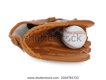 Leather baseball glove with ball isolated on white Royalty-Free Stock Photo #2264781723