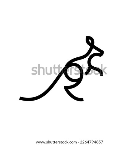 kangaroo simple line icon logo vector design, modern abstract logo pictogram design of wallaby 