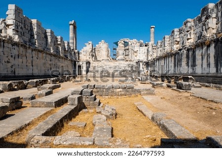 Didyma Apollo Temple, one of the most important prophecy centers of the ancient world, is located in the city center of Didim district of Aydın Province Royalty-Free Stock Photo #2264797593