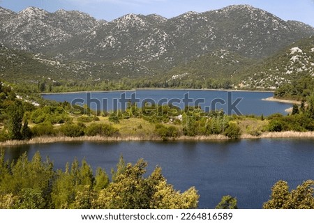 Aerial view of Bacinska jezera near Adriatic Sea, Croatia Royalty-Free Stock Photo #2264816589