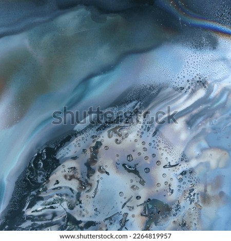 Photography of stains of fat on a baking sheet. Natural fresh abstract background. Suitable as template background. Water colors. Like a waves. Close up image. Royalty-Free Stock Photo #2264819957