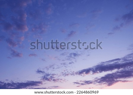Beautiful sunset at sea. Clouds for wallpaper and a spectacular background. Copy space sky. Dawn on a summer day. Place for the text. Vacation in pleasure. High quality photo