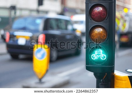 close up of signal system traffic light,road signs.