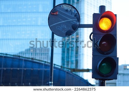 close up of signal system traffic light,road signs.