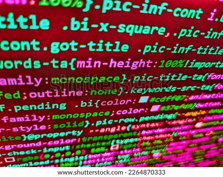 Software abstract background. Developer working on software codes in office. Business and AI technology represent learning process. Abstract computer script code on screen