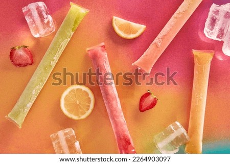 Ice popsicles, Ice Pops, Freezer pops. Brazilian Freezies. Frozen dessert. Royalty-Free Stock Photo #2264903097