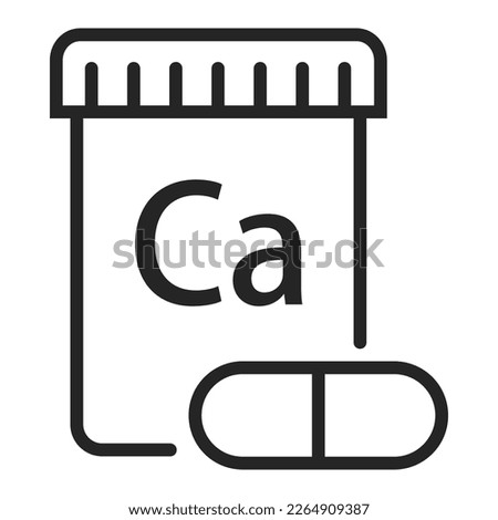 Calcium supplement.Linear style sign .Vegan mineral vitamin for health.Vitamin capsule.Calcium food outline icon.Medicine, dietary, healthcare concept .