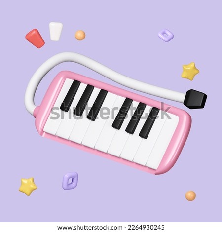 Music Instrument, Cute melodica isolated on background icon symbol clipping path. 3d render illustration.