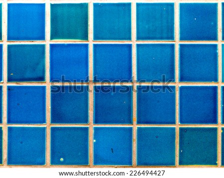 Mosaic tiles wall and floor in azure blue