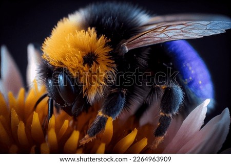 Bumblebee on the flower. Beautiful extreme close-up.