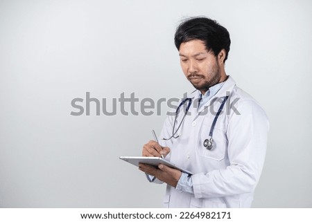 Medicine doctor with stethoscope touching medical icon network connection and modern interface on digital tablet on hospital background. Medical technology network concept