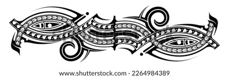 Polynesian tattoo pattern maori, samoa ornament border, ethic tribal template vector. Royalty-Free Stock Photo #2264984389